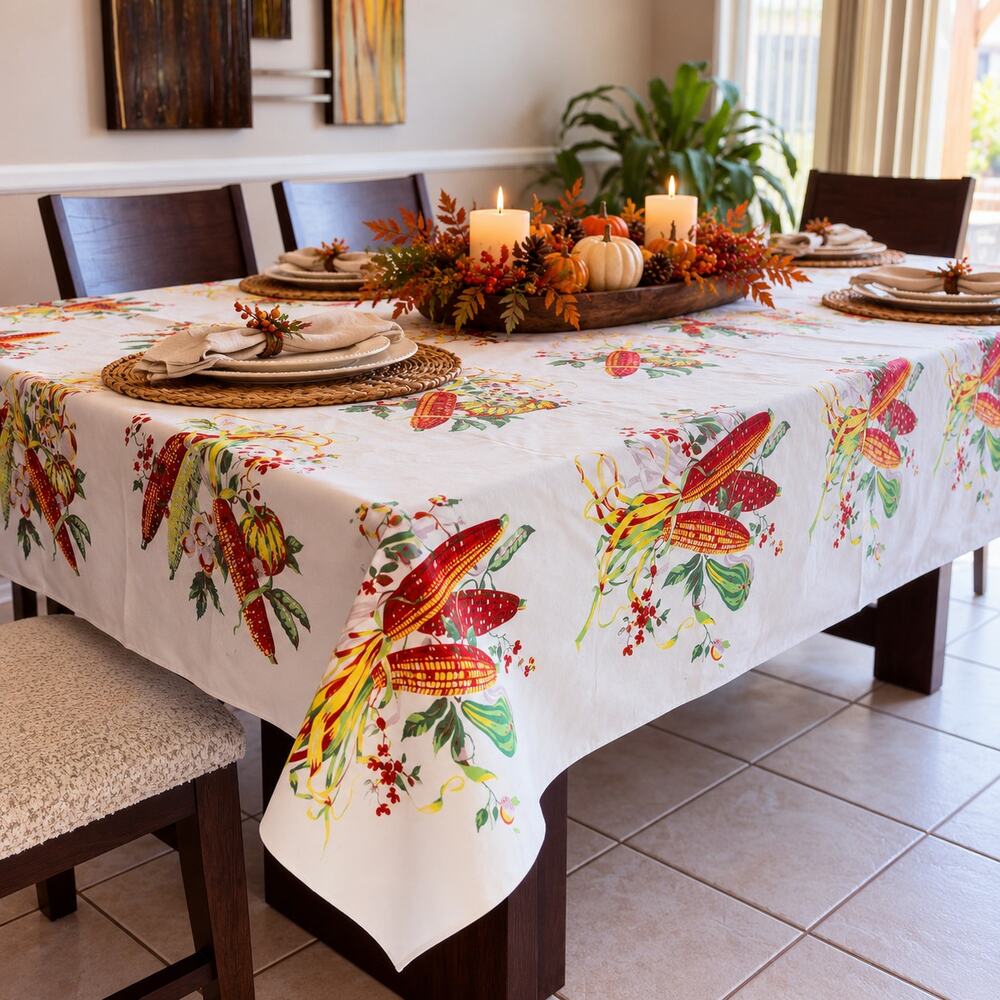 Harvest Corn Tablecloth 54x100 Fall Thanksgiving Autumn Farmhouse